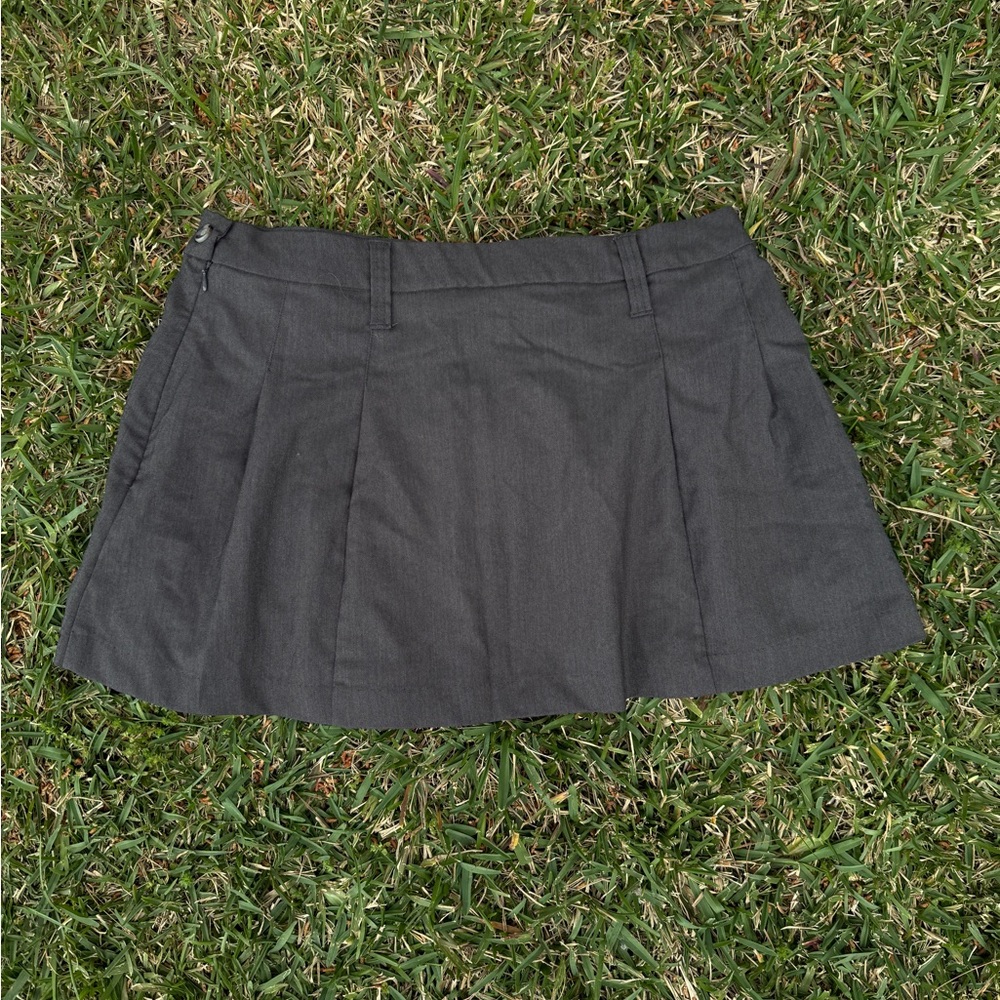 Dark Gray Pleated Mini Skirt